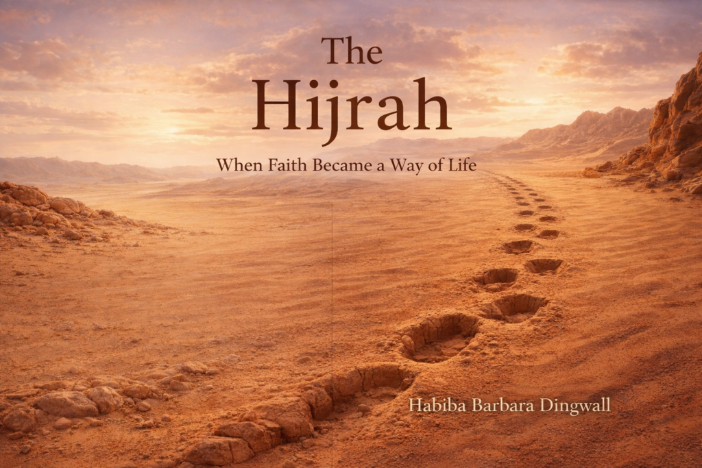 An early version of the book cover for The Hijrah: The Journey That Changed History